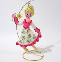 Vintage Handmade Ballerina Ornament Felt Sequin Christmas Kitschy Decor - £15.66 GBP