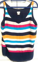 Chico&#39;s Blue Stripe 3 Womens Strappy Camisole Top Shirt Blouse - $11.88