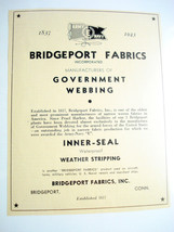 1943 World War II Ad Bridgeport Fabrics, Bridgeport, Ct Manufacturers of Webbing - £7.12 GBP