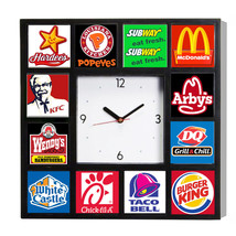 Advertising McDonalds Wendys Burger King Arbys DQ KFC White Castle +more Clock - £26.14 GBP