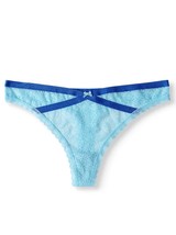 No Boundaries Women&#39;s Lace Thongs Mock Split Waist Light Aqua Size Large... - $9.74
