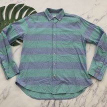 Bonobos Mens Button Up Shirt Size L Green Blue Stripe Cotton Pastel Long... - £22.09 GBP