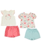 Chickpea Baby Girls 4-Pc. T-Shirts and Shorts Set, 3-6 Months - £13.54 GBP