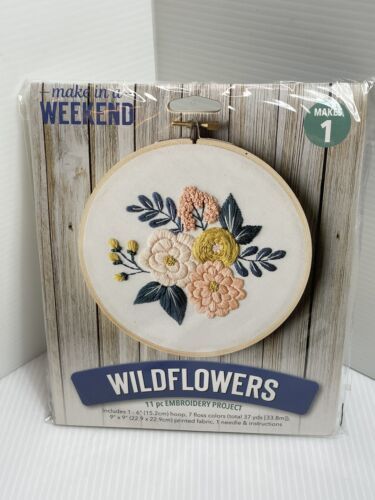 Leisure Arts Mini Maker 11 pc Embroidery Kit Wildflowers Weekend Project New - $7.24
