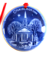 1989 Bing &amp; Grondahl Round New England Christmas Ornament Boxed Limited ... - €21,49 EUR