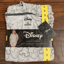 Disney Mickey Mouse Short Pajama Set Gray Mickey Ears Short Sleeve Set NWT - £23.74 GBP