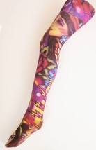 Geisha Girl with Flowers Tattoo pop art Patterned Printed Tights Andy Wa... - $15.56