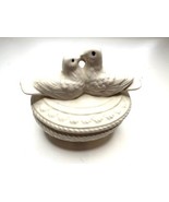Vintage 1983 White Blow Mold Kissing Love Birds Covered 2pc Dish Grandma... - £3.11 GBP