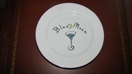 Pottery Barn Martini Blue Moon white Black Rim Salad appetizer dessert plate - £8.69 GBP