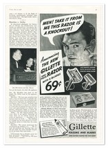 Print Ad Gillette One-Piece Razor Knockout Vintage 1938 3/4-Page Advertisement - £7.62 GBP