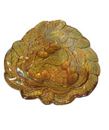 Vintage Indiana Carnival Glass Candy Dish Loganberry Leaves Amber Marigold - £19.92 GBP