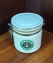 Starbucks White Ceramic Coffee Canister Japan Bee House Jar old Siren Logo 5.5&quot; - £14.51 GBP