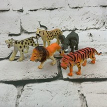 Plastic Jungle Animals Lot Of 5 Cheetah Lion Tiger Elephant - £10.90 GBP