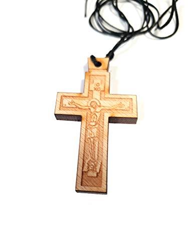 Iconsgr Christian Orthodox Religious Pendant Necklace with Wood Cross / 62