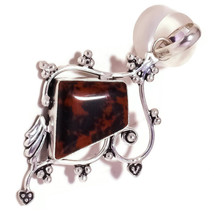 Mahogany Obsidian Cabochon Gemstone 925 Silver Overlay Handmade Artisan Pendant - £7.82 GBP