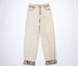 NOS Vtg 90s Streetwear Mens 31x34 Stonewashed Rainbow Baggy Fit Flip Cuff Jeans - £71.18 GBP