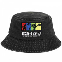 Cowboy Bebop Characters Embroidered Pigment Dye Bucket Hat Black - £29.30 GBP