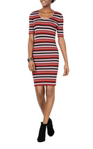 BAR III Womens Red Striped 3/4 Sleeve Scoop Neck Above The Knee Dress XL... - £36.16 GBP