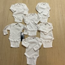 6-Pack White Long Sleeve Bodysuits Preemie New - $12.00