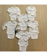 6-Pack White Long Sleeve Bodysuits Preemie New - $227.99 MXN