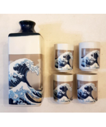 Great Wave off Kanagawa Decanter Bottle Saki Cups Set Kotobuki Mt Fuji H... - $1,129.43 MXN