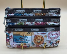 Vntg rare LeSportsac Aloha Exclusive Hawaii print adorable 3 zip Bag - $19.40