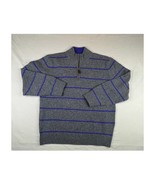 Orvis Sweater Mens Large Gray Purple Striped Lambswool Pullover ¼ Zip Wo... - £13.25 GBP