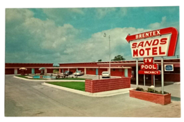 Brentex Sands Motel Pool View Old Cars Brenham Texas TX UNP Postcard c1960s - £10.14 GBP