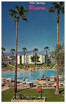 Riviera Hotel Palm Springs Poolside Palm Trees Vintage Hotel Postcard - £4.70 GBP