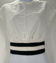 Material Girl Women&#39;s Top retro white black banded waist crop aerobics s... - $12.47