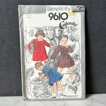 Vintage 1980 Simplicity Girls Back-Button Smock Dress Sewing Pattern 961... - $11.35