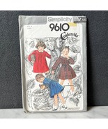 Vintage 1980 Simplicity Girls Back-Button Smock Dress Sewing Pattern 961... - $209.16 MXN