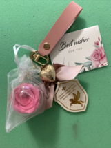 Pink Rose Keychain Eternal Flower Car Bag Hanging Ornaments - £10.25 GBP