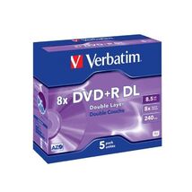 Verbatim 43541 8x Dual Layer DVD+R - Jewel Cased 5 Pack  - $50.00
