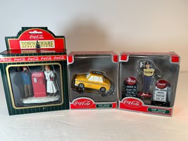 Coca-Cola Town Square Collection Christmas figure lot of 3 all in orig b... - $18.00