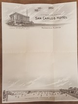 Antique San Carlos Hotel Letterhead Pensacola Fl Beach Vignette Bath Radio Ad - $28.66