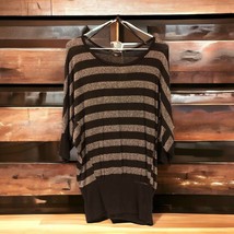 New w/ tag Forever 21 black silver striped long tunic lightweight sweate... - $29.70