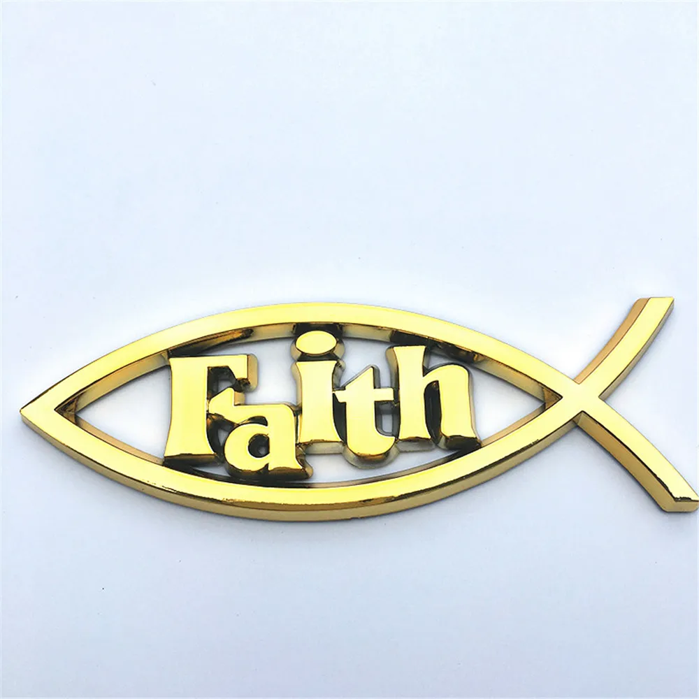 1PC Fish Crafts 14x4.5cm Abs Car Sticker Styling Love Peace Faith Emblem 3D D - £55.44 GBP