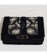 Rebecca Minkoff Black Velvet Embroidered Floral Love Crossbody Clutch Bag READ - $58.41