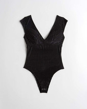 HOLLISTER Gilly Hicks Ribbed Velour V-Neck Cheeky  Bodysuit  Medium - £25.16 GBP