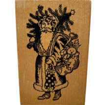 Father Christmas Santa Claus Toy Bag Tree Rubber Stamp PSX G-398 Vintage New - £11.56 GBP