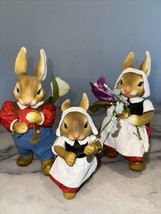 3 Easter Bunny Figurines Rabbit Family Set Farmhouse Farm Country Amish Decor - $39.90