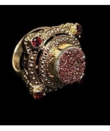 Nicky Butler NB Sunset Druzy &amp; Garnet Bronze Tone Cocktail Ring Statemen... - €68,66 EUR