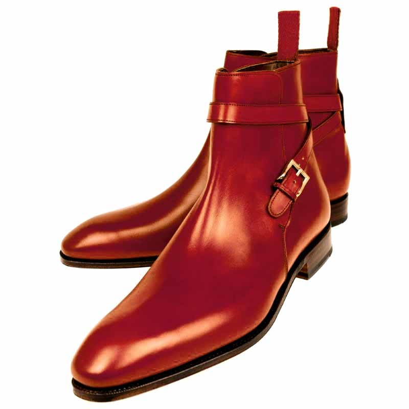 Comfortable Falu Red Round Strap Buckle Real Leather Men Jodhpur Formal Boots