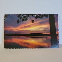 Vintage Postcard Sunset Over Trout Lake Michigan Scalloped Edge - £3.14 GBP