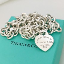 20 inch Large Return to Tiffany Heart Tag Necklace Plus Size Curvy Full-Figured - £558.24 GBP