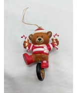 Vintage Christmas Bear On A Unicycle With Candy Cane Ornament 3&quot; - $16.17 CAD