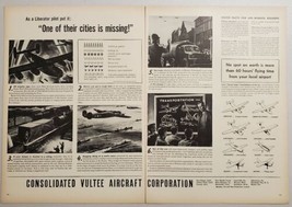 1944 Print Ad Consolidated Vultee Aircraft B-24 Liberator Long Range Bomber WW2 - £14.78 GBP