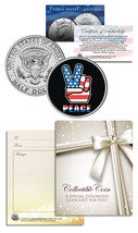 PEACE SIGN PATRIOTIC Keepsake Gift JFK Kennedy Half Dollar US Coin - $12.16
