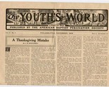 Youth&#39;s World Paper for Boys November 1908 American Baptist Publication ... - £21.78 GBP